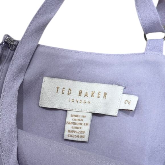 Ted Baker Camylie Lace Insert Asymmetric Pleat Midi Dress - Picture 6 of 7